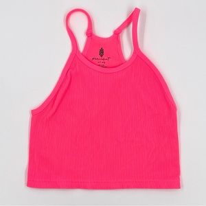 M/L Neon Pink Free People Happiness Runs Seamless Ribbed Crop Tank